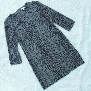 Gap Grey Leopard Print Sleeve Shift Dress Sz 0